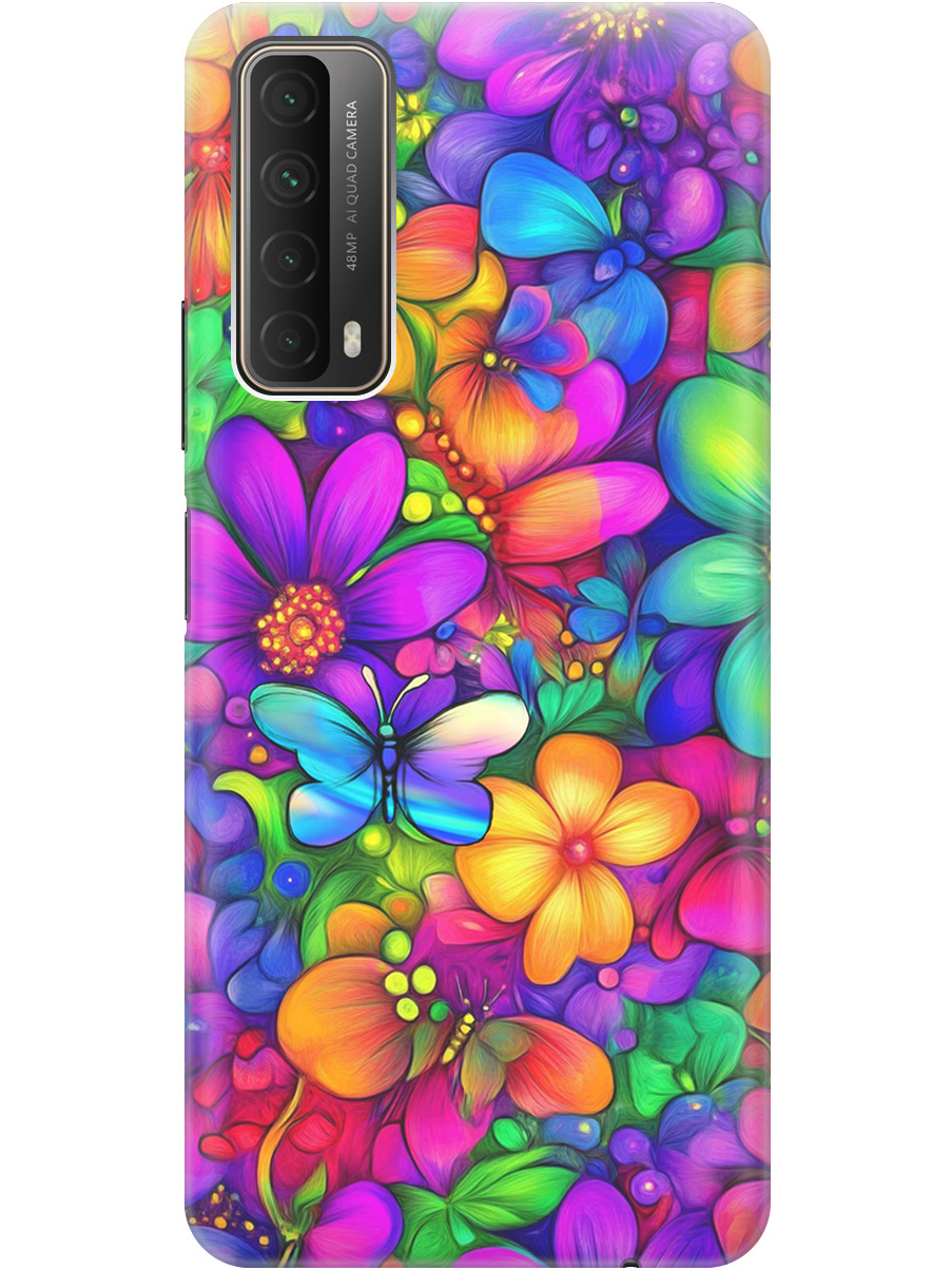 

Силиконовый чехол на Huawei P Smart (2021) с принтом "Бабочки и цветы" прозрачный, Прозрачный;зеленый;фиолетовый;красный, 723603023