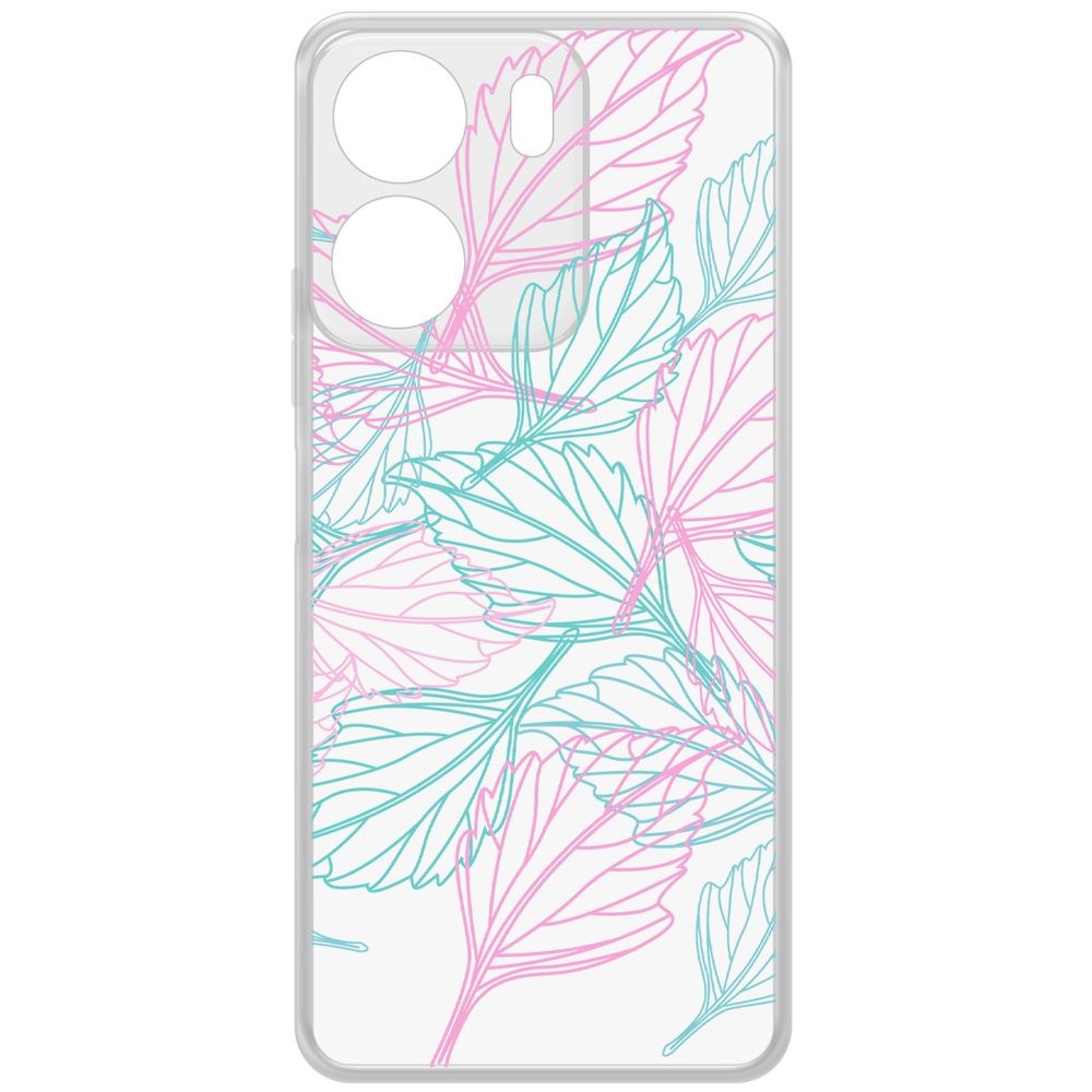 

Чехол-накладка Krutoff Clear Case Листья паттерн для Xiaomi Redmi 13C, Прозрачный