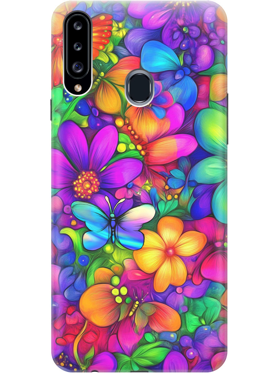 

Силиконовый чехол на Samsung Galaxy A20s с принтом "Бабочки и цветы" прозрачный, Прозрачный;зеленый;фиолетовый;красный, 722003323