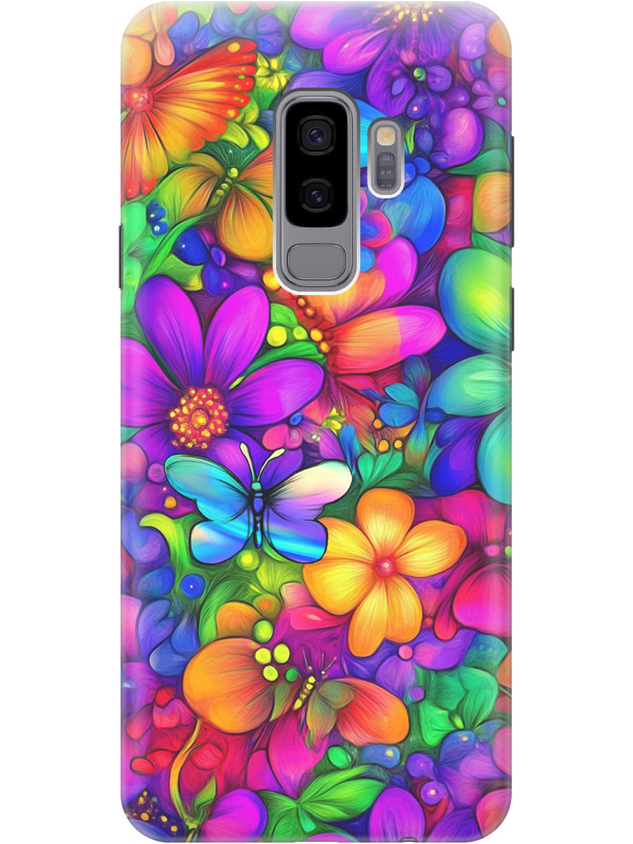 

Силиконовый чехол на Samsung Galaxy S9+ с принтом "Бабочки и цветы" прозрачный, Прозрачный;зеленый;фиолетовый;красный, 717439323