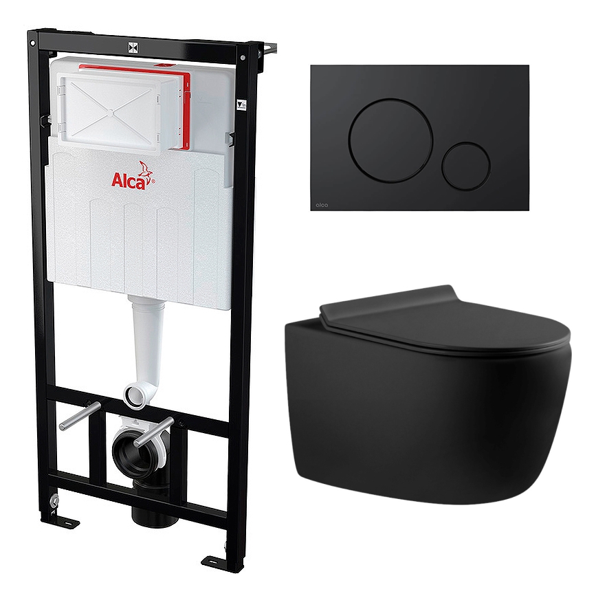 

Комплект инсталляция AlcaPlast + Унитаз Aquanet Cetus + черная кнопка