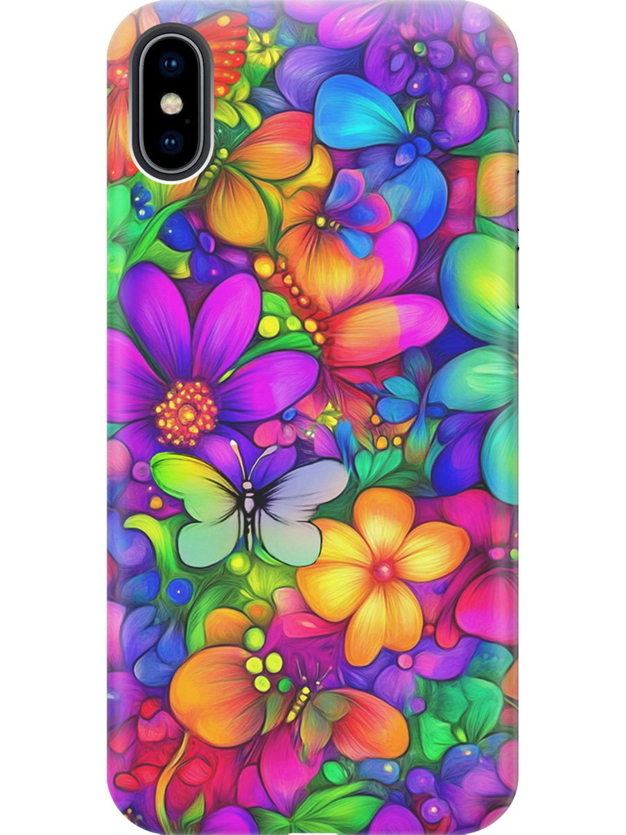 

Силиконовый чехол на Apple iPhone Xs / X с принтом "Бабочки и цветы" прозрачный, Прозрачный;зеленый;фиолетовый;красный, 715365423