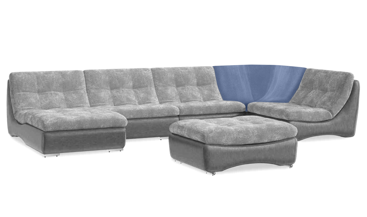 Чехол на секцию модульного дивана Виктория хоум декор Бруклин 168х123 серо-синий