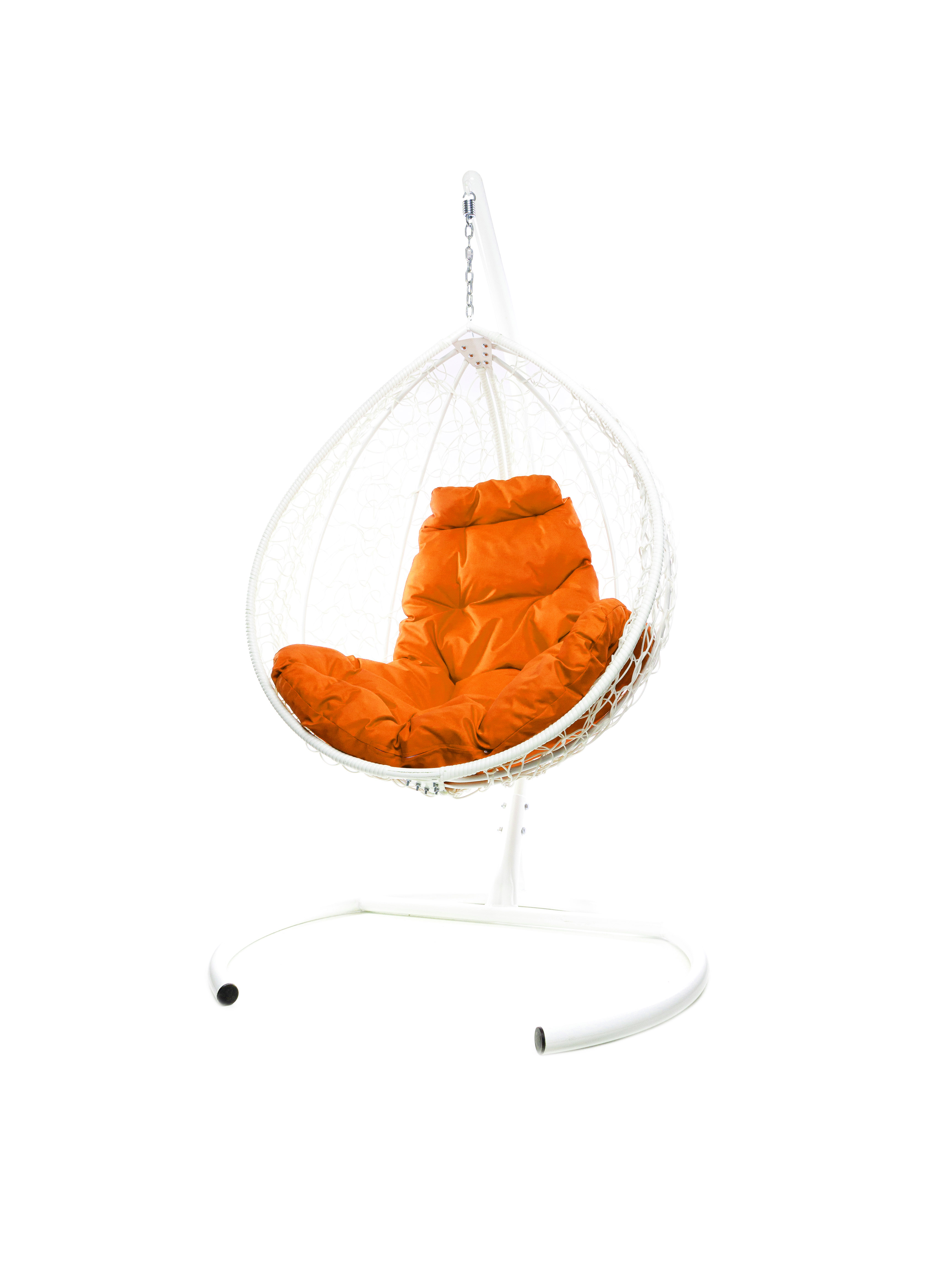 Подвесное кресло белый M-Group Капля складное 11500107 оранжевая подушка