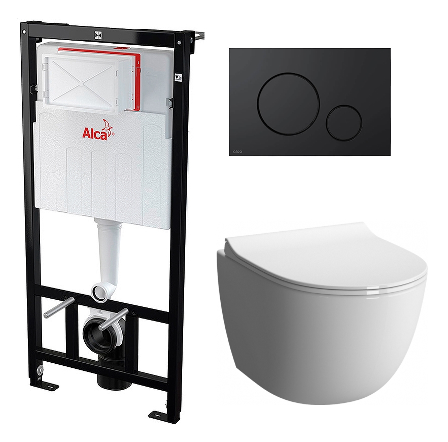 

Комплект инсталляция AlcaPlast + Унитаз VitrA Sento + черная кнопка