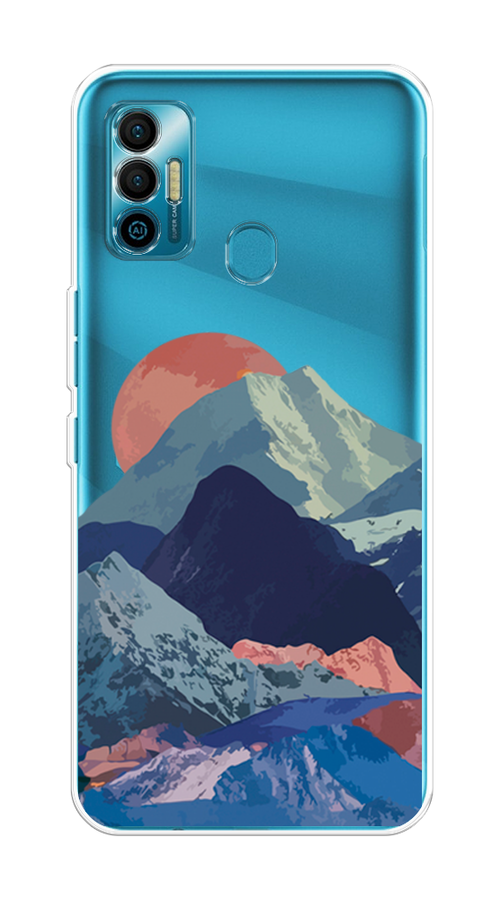 

Чехол на Tecno Spark 7 "Закат в снежных горах", Красный;серый;голубой, 301050-2