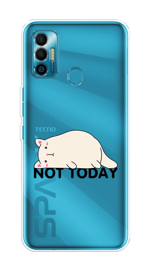 

Чехол на Tecno Spark 7 "Cat not today", Белый;розовый;черный, 301050-1