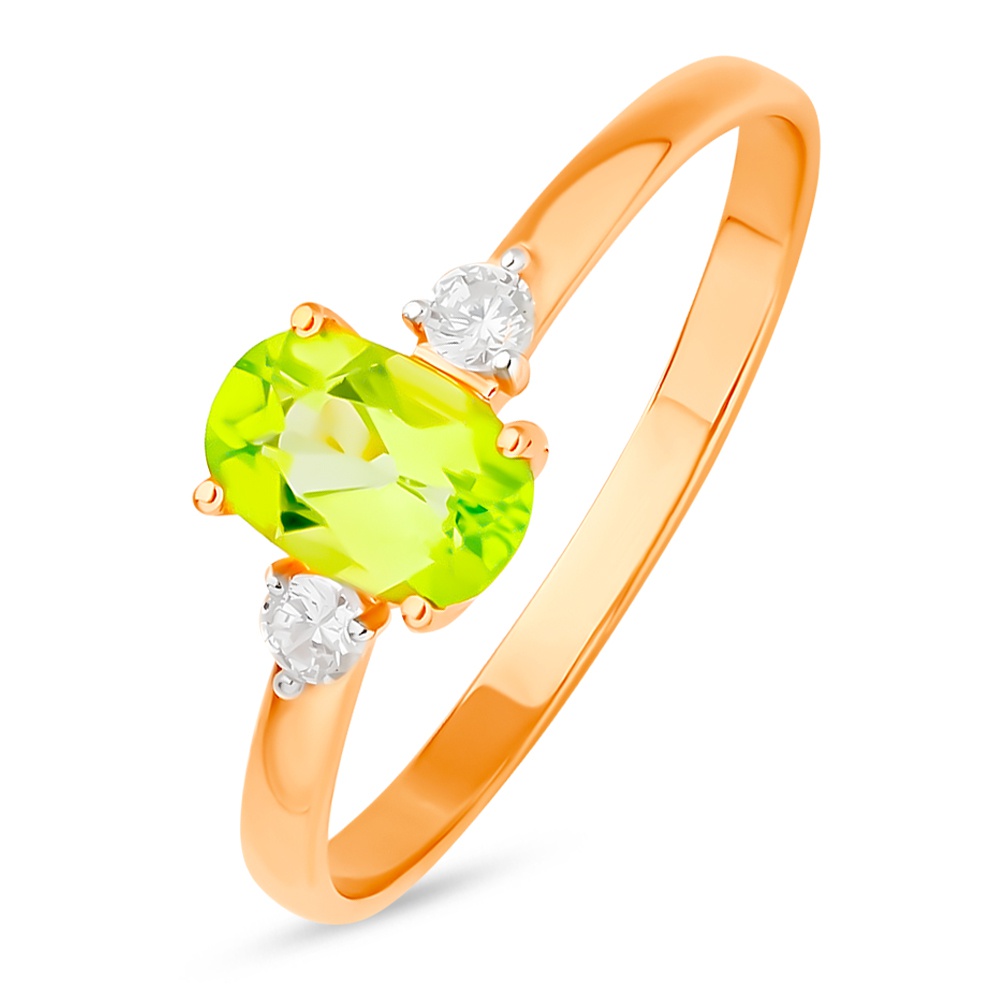 

Кольцо из золота р.  585Gold 201013163, хризолит\фианит, 201013163
