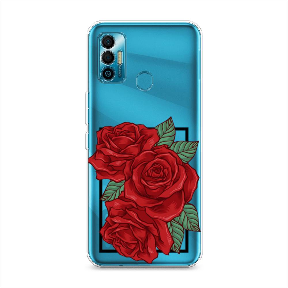 

Чехол для Tecno Spark 7 "Три алые розы", Красный, 301050-2