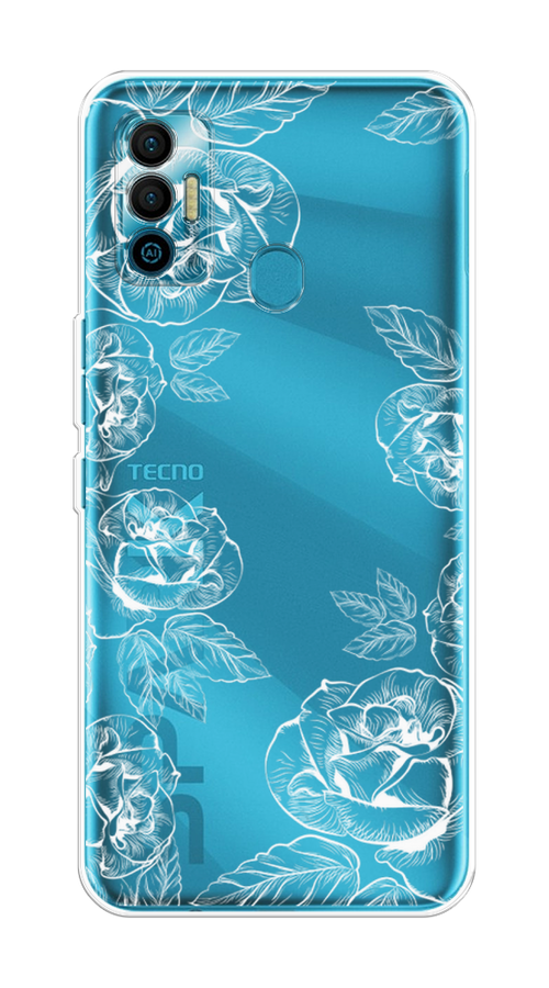 

Чехол на Tecno Spark 7 "Розы графика", Черный;серый, 301050-2