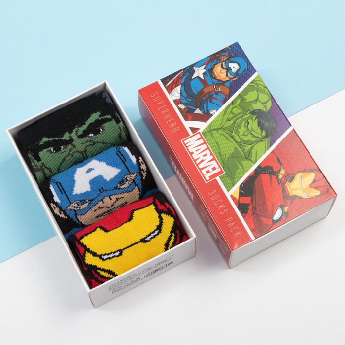 

Набор носков "Мстители", MARVEL, 3 пары, 16-18 см, Разноцветный, Мстители