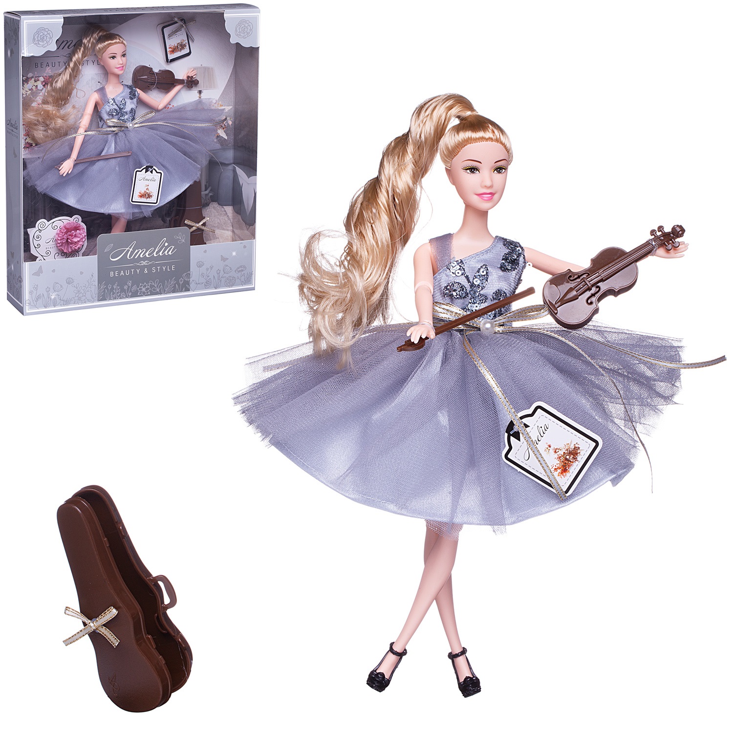 Купить Кукла ABtoys Роскошное серебро со скрипкой, светлые волосы 30см PT-01628,