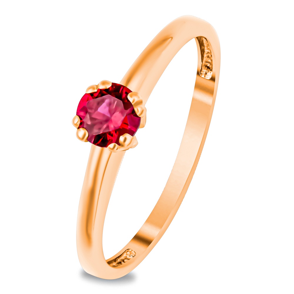 Кольцо из красного золота с рубином искусственным р. 17,5 585Gold 101015320