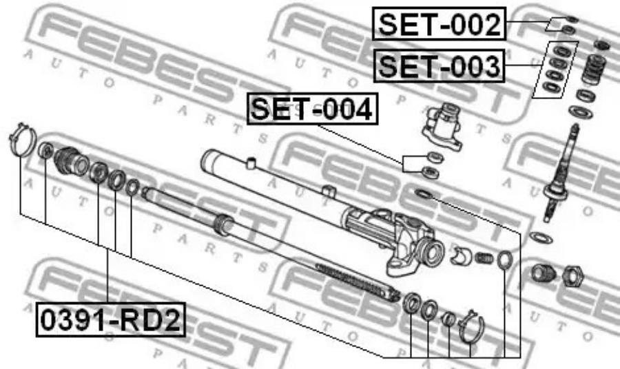 

Рем.к-кт рейки рулевой! с г/у Honda Accord V6 94-97/Odyssey 95-97