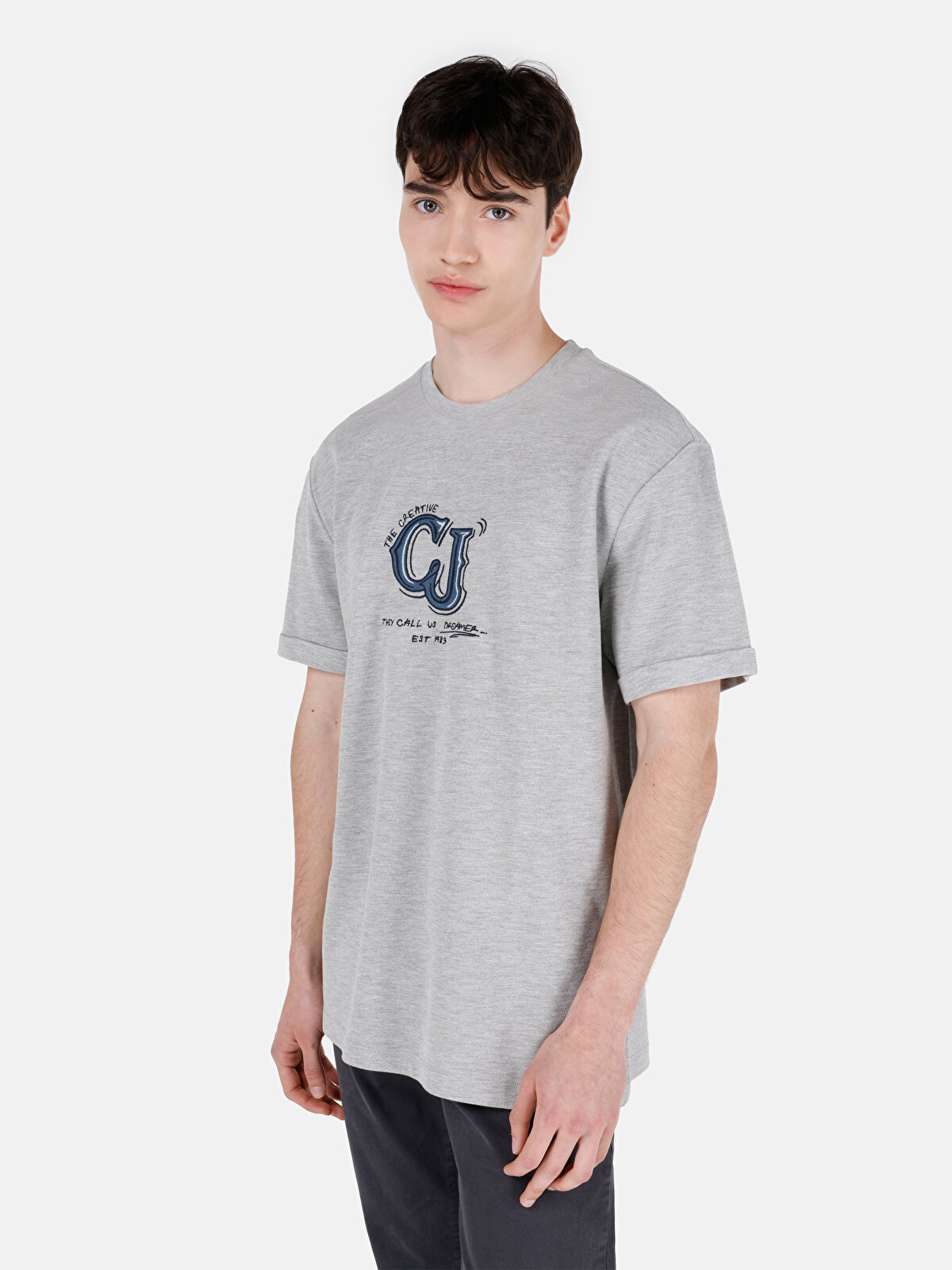 

Футболка мужская Colin's CL1071732 серая L, Серый, CL1071732