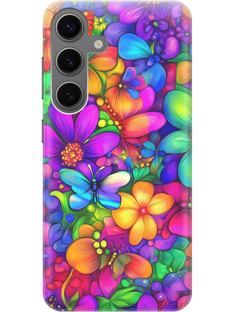 

Силиконовый чехол на Samsung Galaxy S24 с принтом "Бабочки и цветы" прозрачный, Прозрачный;зеленый;фиолетовый;красный, 779825723