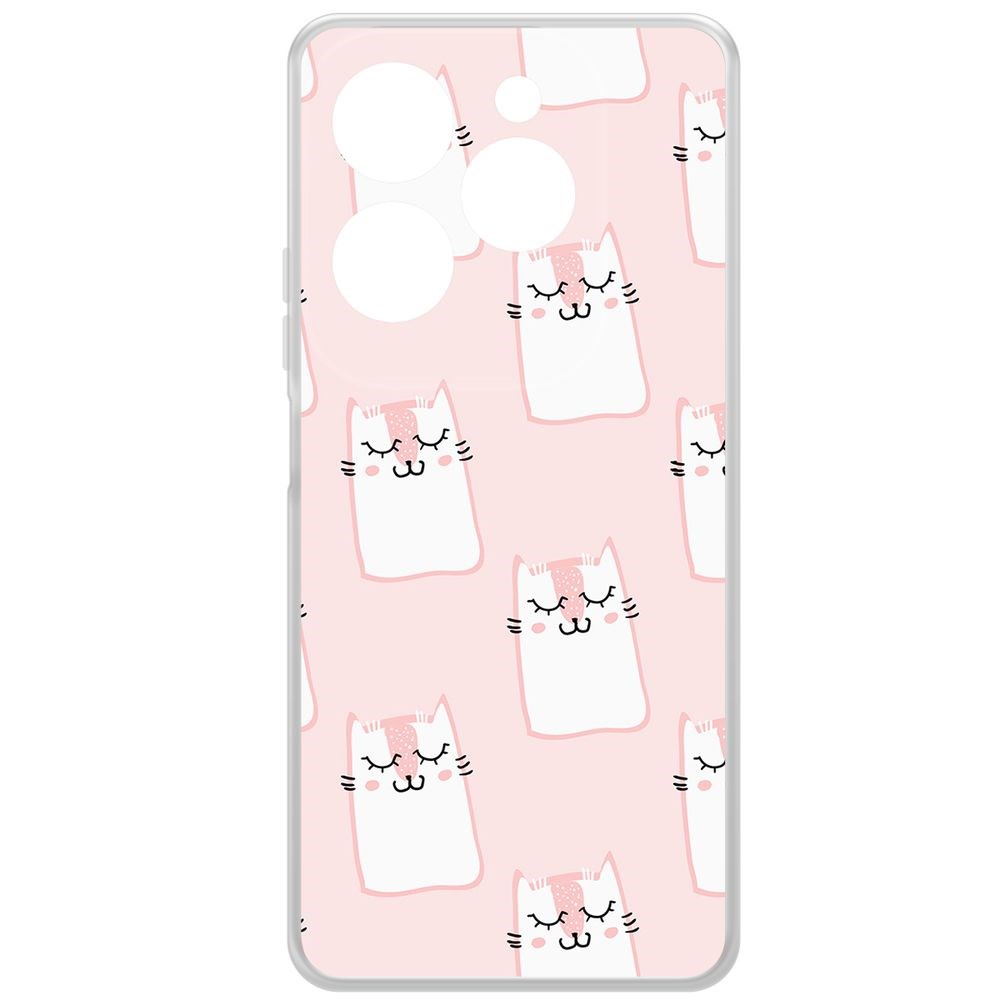 

Чехол-накладка Krutoff Clear Case Котики паттерн для Infinix Hot 40 Pro, Прозрачный