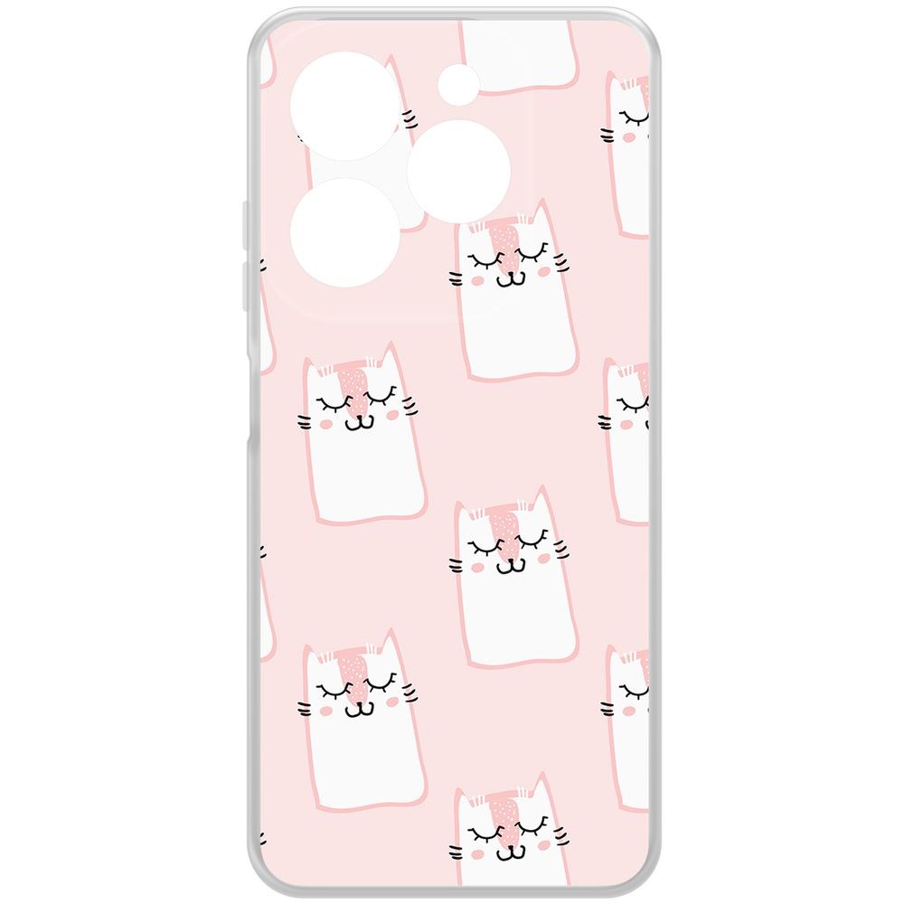 

Чехол-накладка Krutoff Clear Case Котики паттерн для Infinix Hot 40i, Прозрачный
