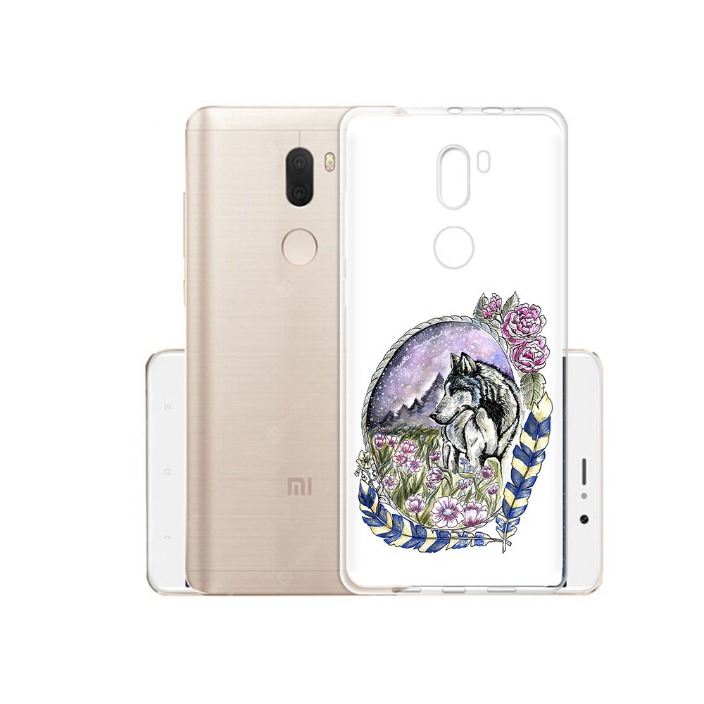 

Чехол MyPads Tocco для Xiaomi Mi 5S Plus нарисованный волк в цветах с перьями, Прозрачный, Tocco