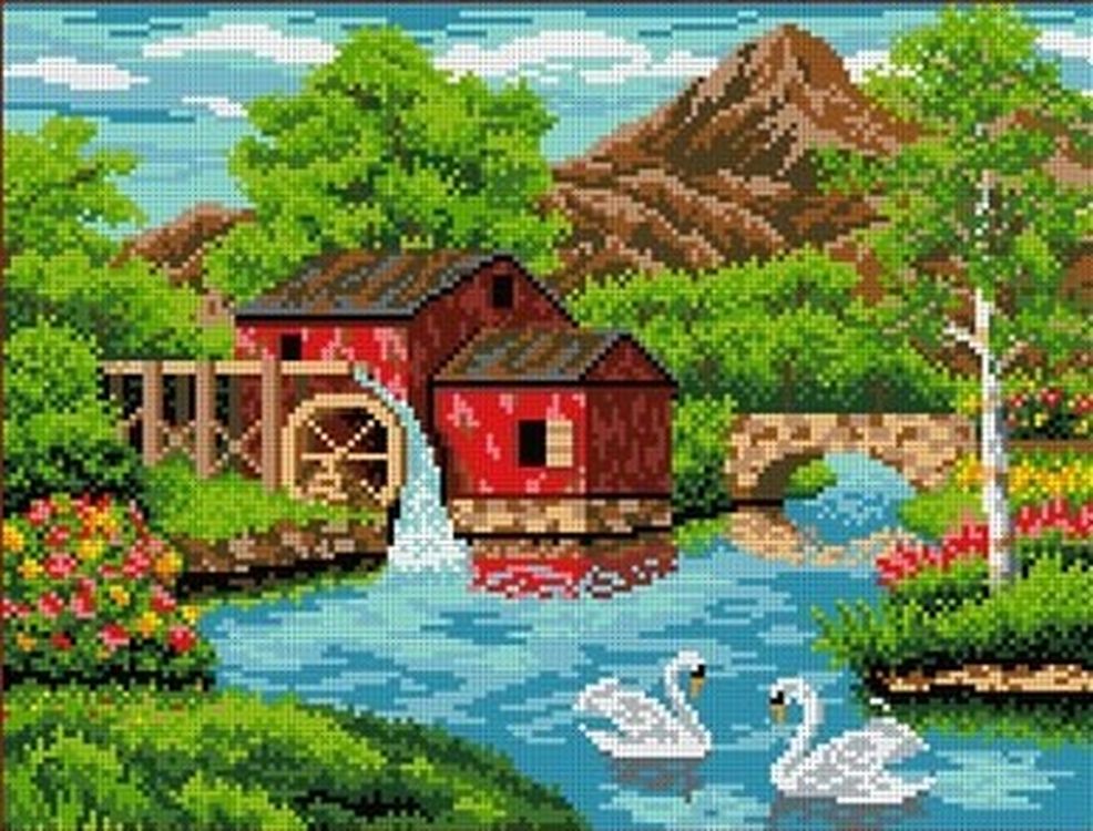 

Рисунок на ткани Каролинка Старая мельница КК 017