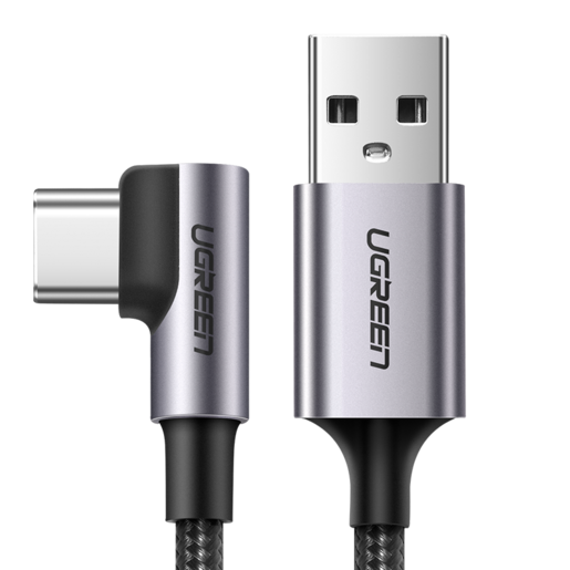 Кабель uGreen US284 (50941) Angled USB AM to USB Type C Cable Angled 1м черный