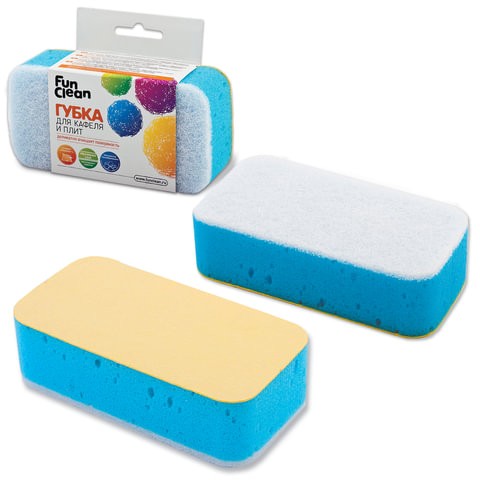 

Губка бытовая FUN CLEAN двухсторонняя, абразив+искусственная замша, 4х14,5х7,5 см, Оранжевый
