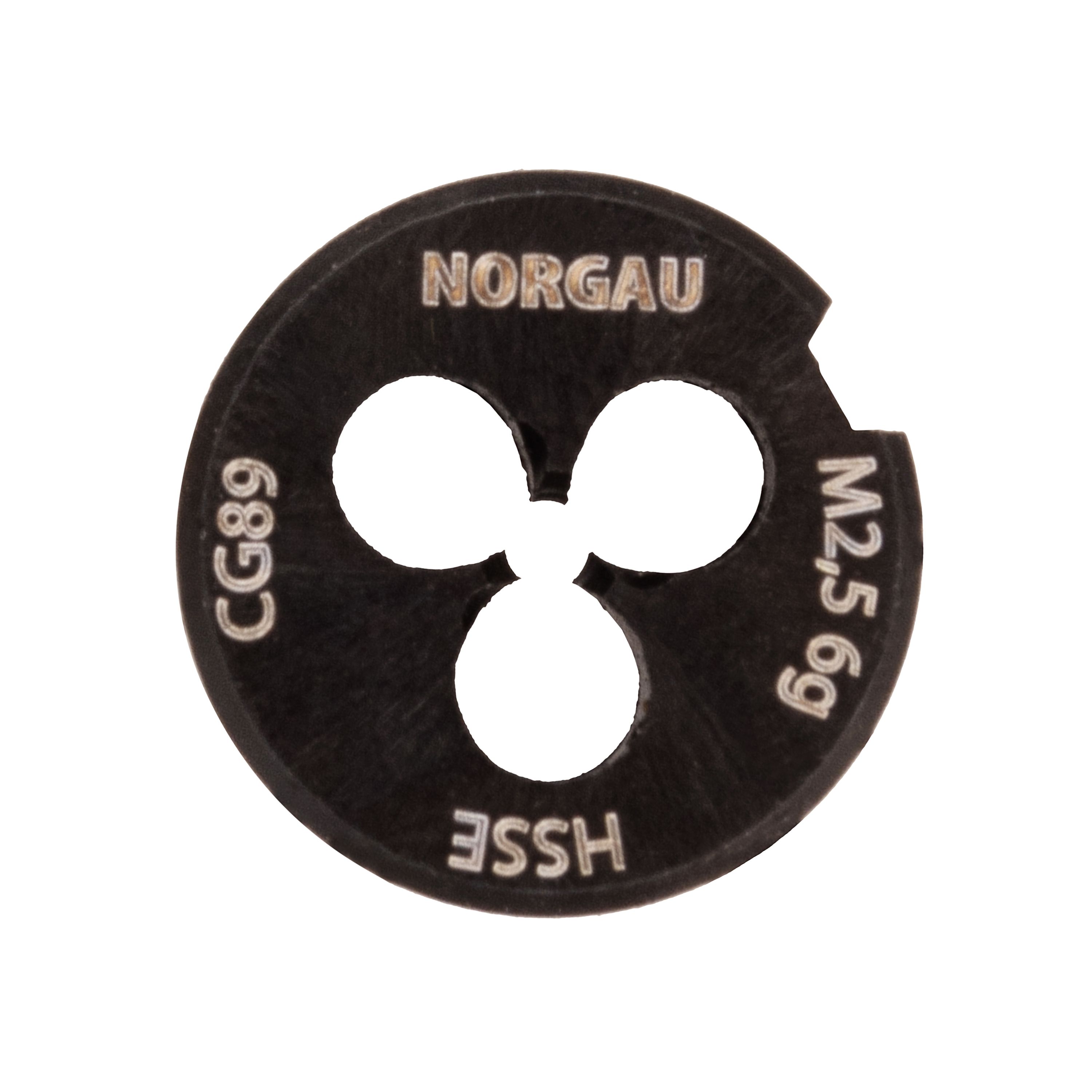 Плашка М2.5х0.45 мм NORGAU Industrial метрическая, угол 60°, по DIN223, HSS-Е/VAP плашка norgau industrial mf16x1 25х45 мм метрическая угол 60° по din223 hss