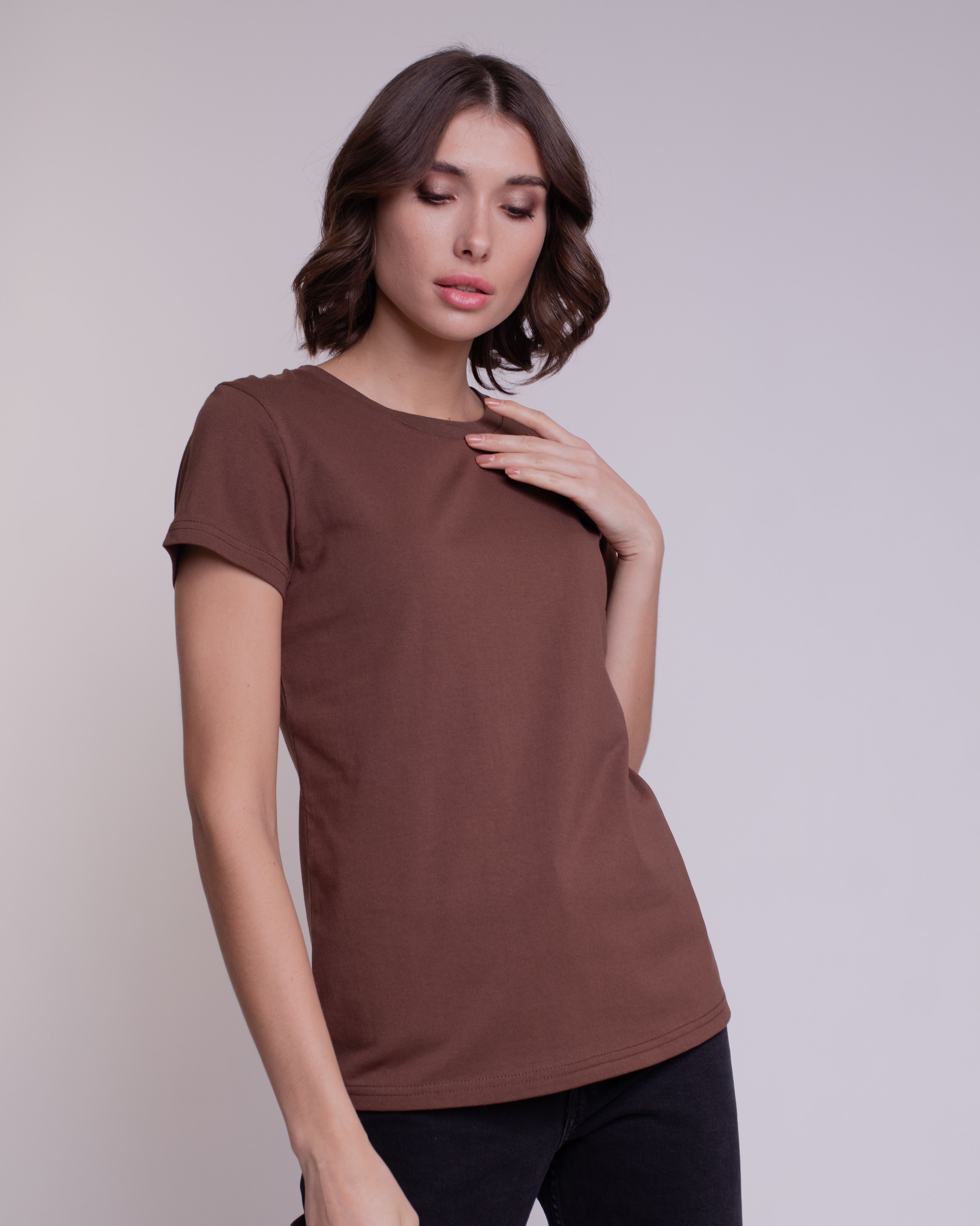 

Футболка женская Uzcotton W-F коричневая L, Коричневый, W-F