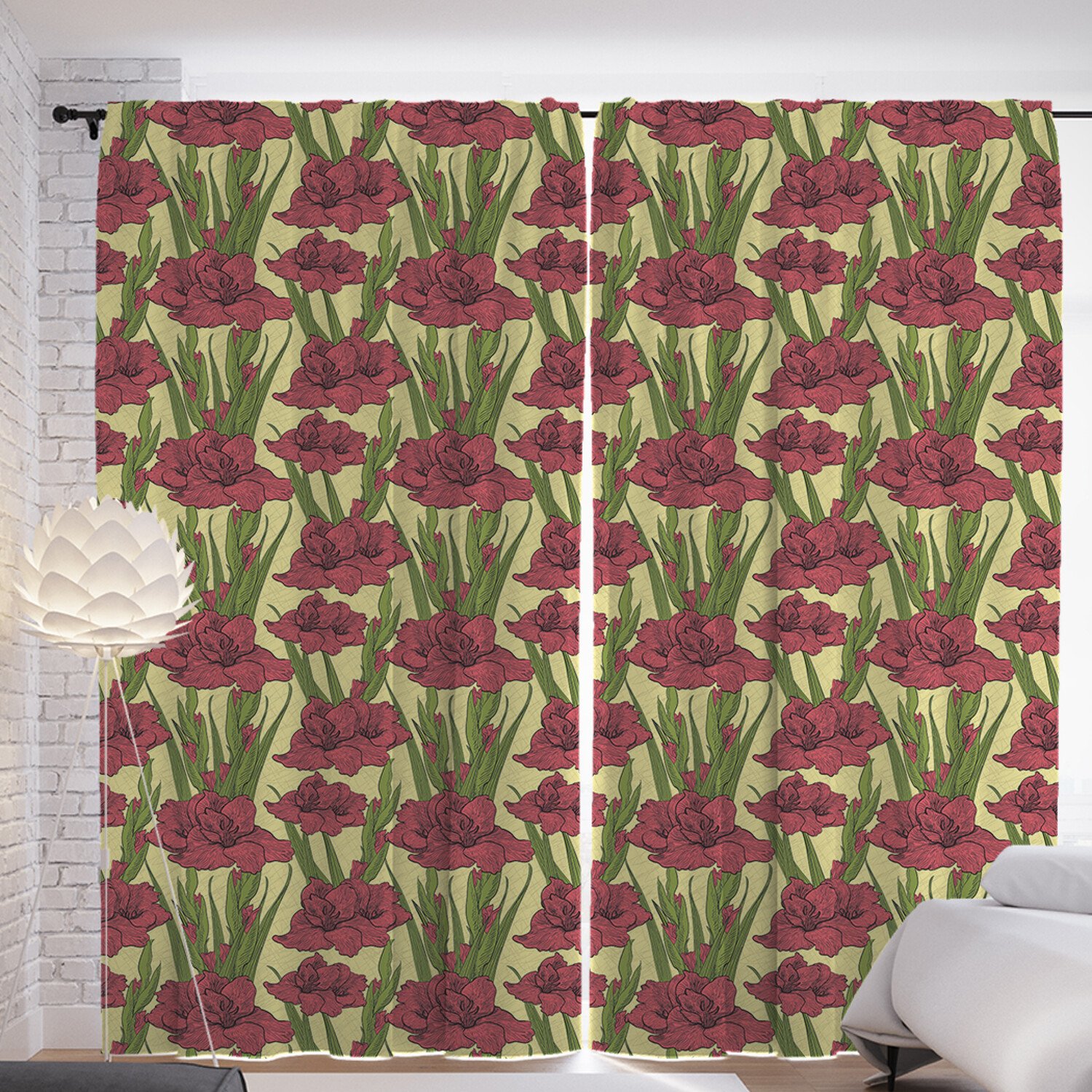 

Шторы с фотопечатью JoyArty "Цветы гладиолуса" из сатена, 290х265 см, Цветы гладиолуса