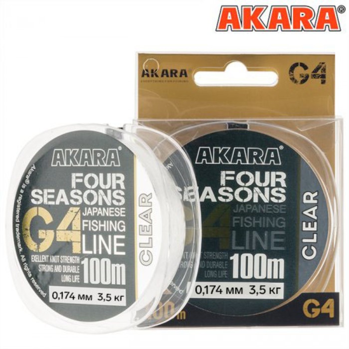 

Леска Akara G4 Four Seasons, d=0,174, 100 м., Прозрачный