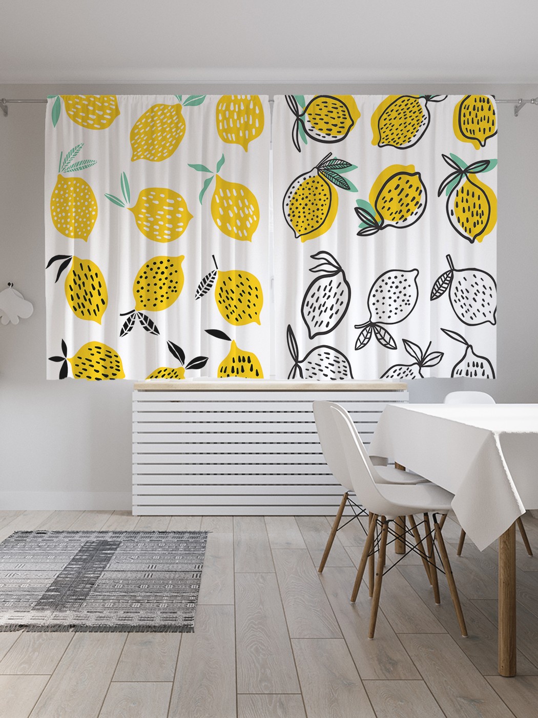 фото Классические шторы joyarty "раскраска лимонов", серия oxford delux, 2 полотна 145x180 см