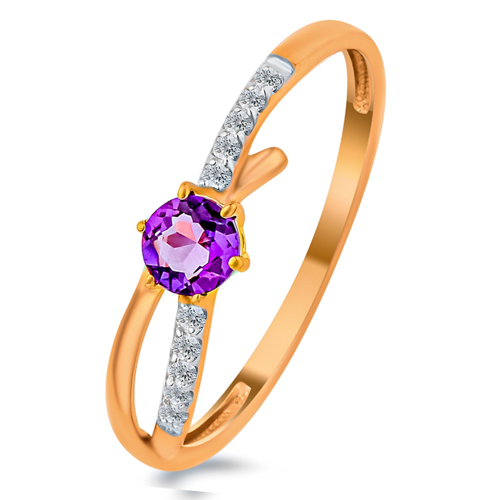 

Кольцо из золота р. , 585Gold 201013642, аметист\фианит, 201013642
