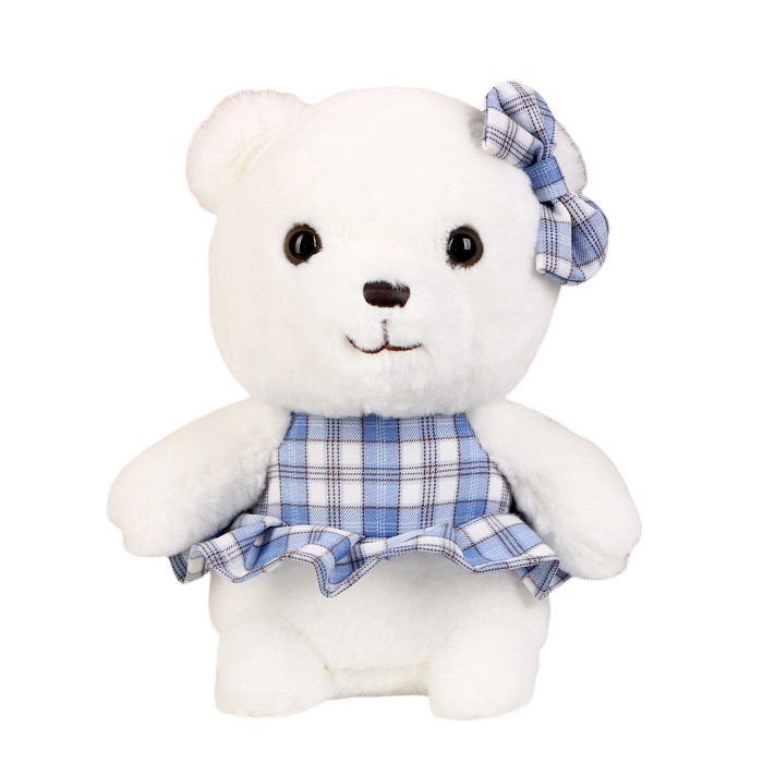 

Мягкая игрушка Мишка в голубом платье, 22 см, Белый