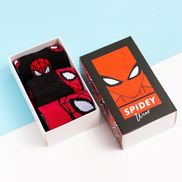 

Набор носков "Spidey", Человек-Паук, 3 пары, 16-18 см, Черный;красный, Человек-паук