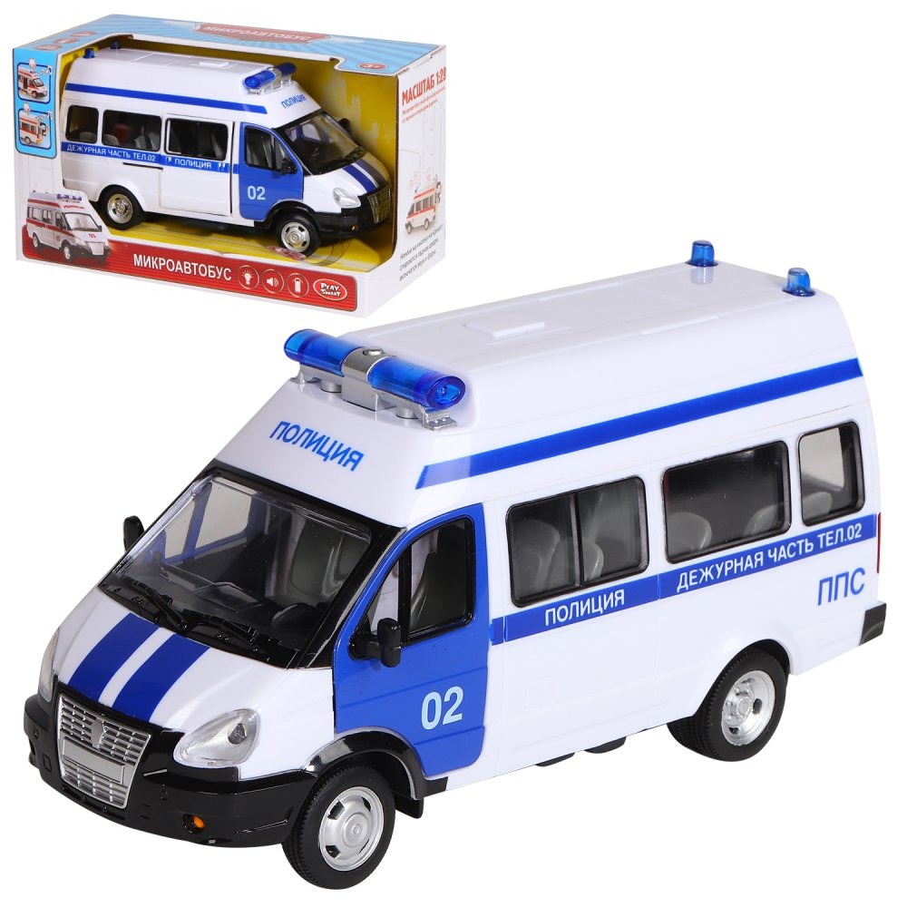 

Машинка PLAY SMART Автопарк, 1:29, Спецтехника Полиция инерц., свет, звук, JB401022, JB401022