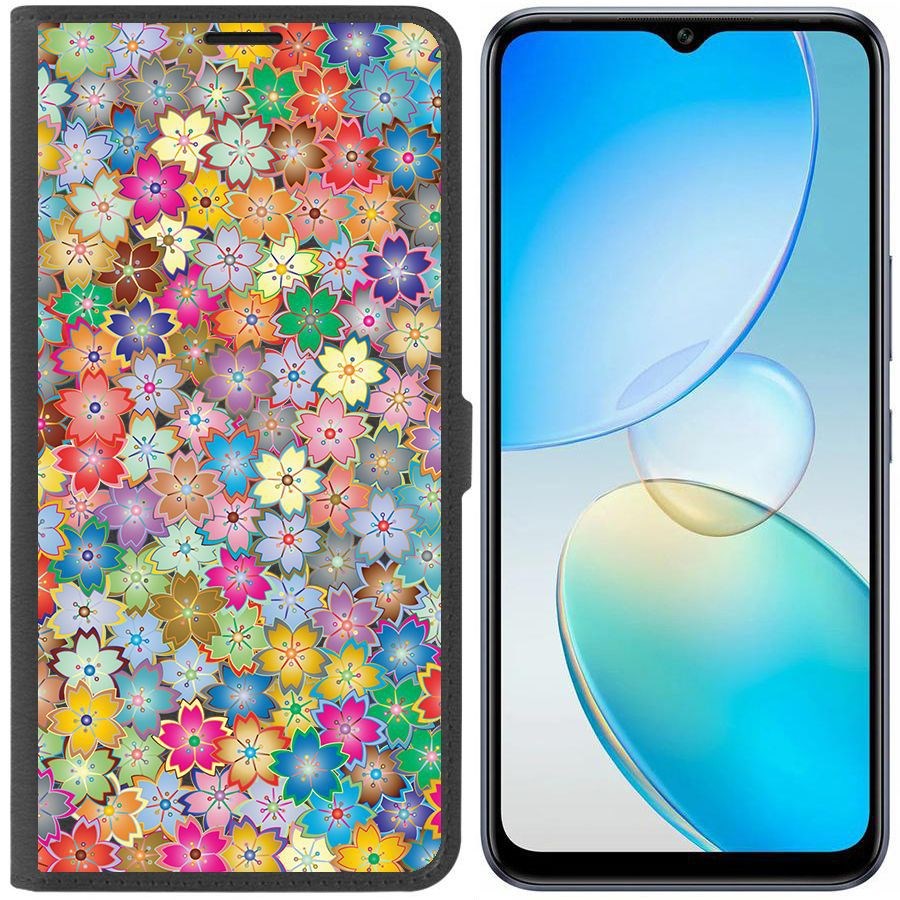 

Чехол-книжка Krutoff Eco Book для Infinix Hot 12 Pro Цветочный паттерн 4 (черный)