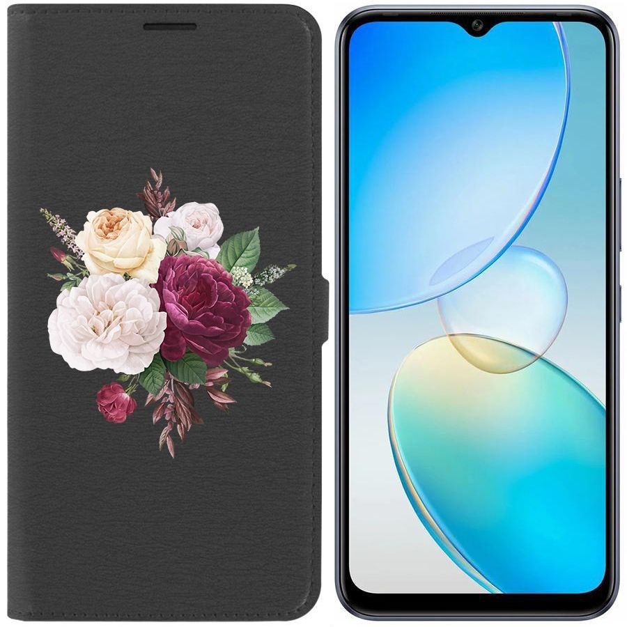 

Чехол-книжка Krutoff Eco Book для Infinix Hot 12 Pro Цветочная композиция (черный)