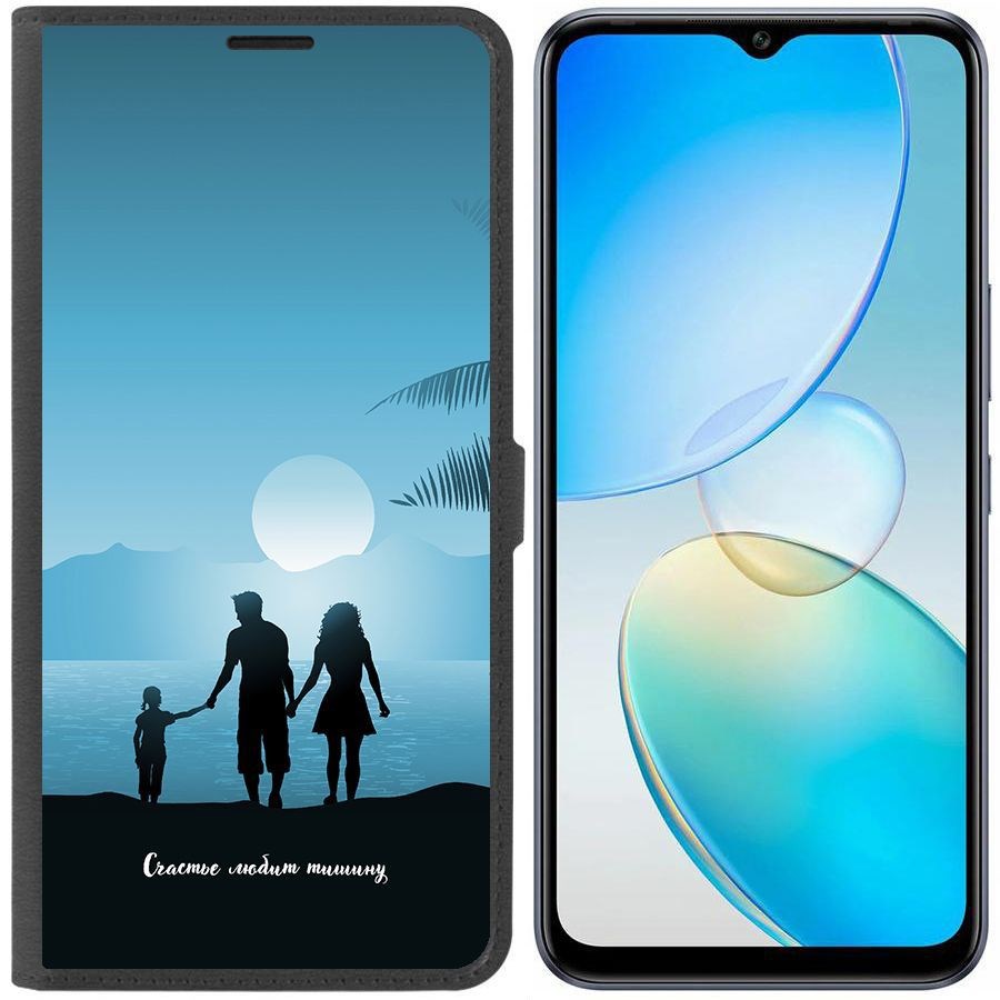 

Чехол-книжка Krutoff Eco Book для Infinix Hot 12 Pro Счастье любит тишину (черный)