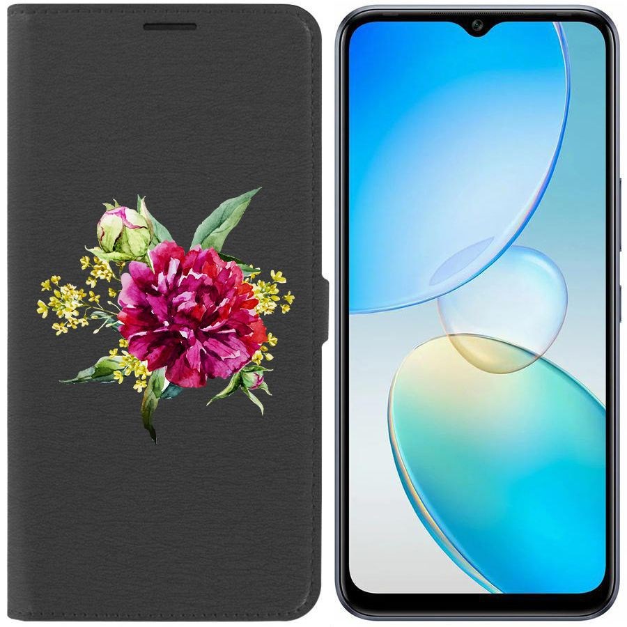 

Чехол-книжка Krutoff Eco Book для Infinix Hot 12 Pro Цветочная акварель (черный)
