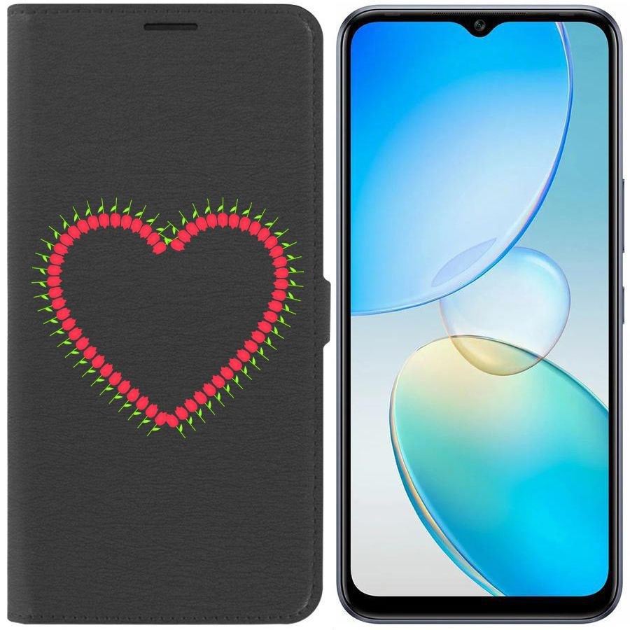 

Чехол-книжка Krutoff Eco Book для Infinix Hot 12 Pro Сердце из тюльпанов (черный)