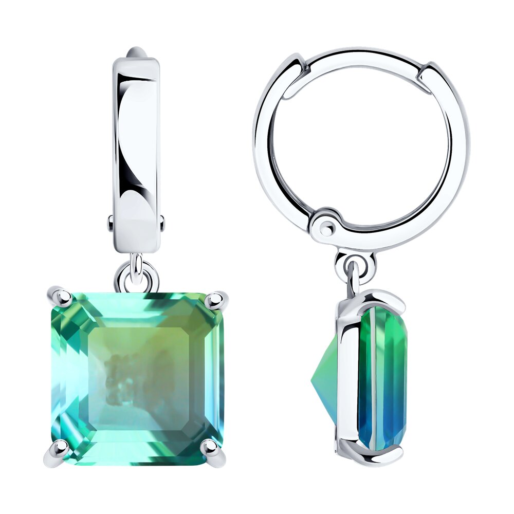 

Серьги подвески из серебра SOKOLOV 92022846, ситалл искусственный, 92022846