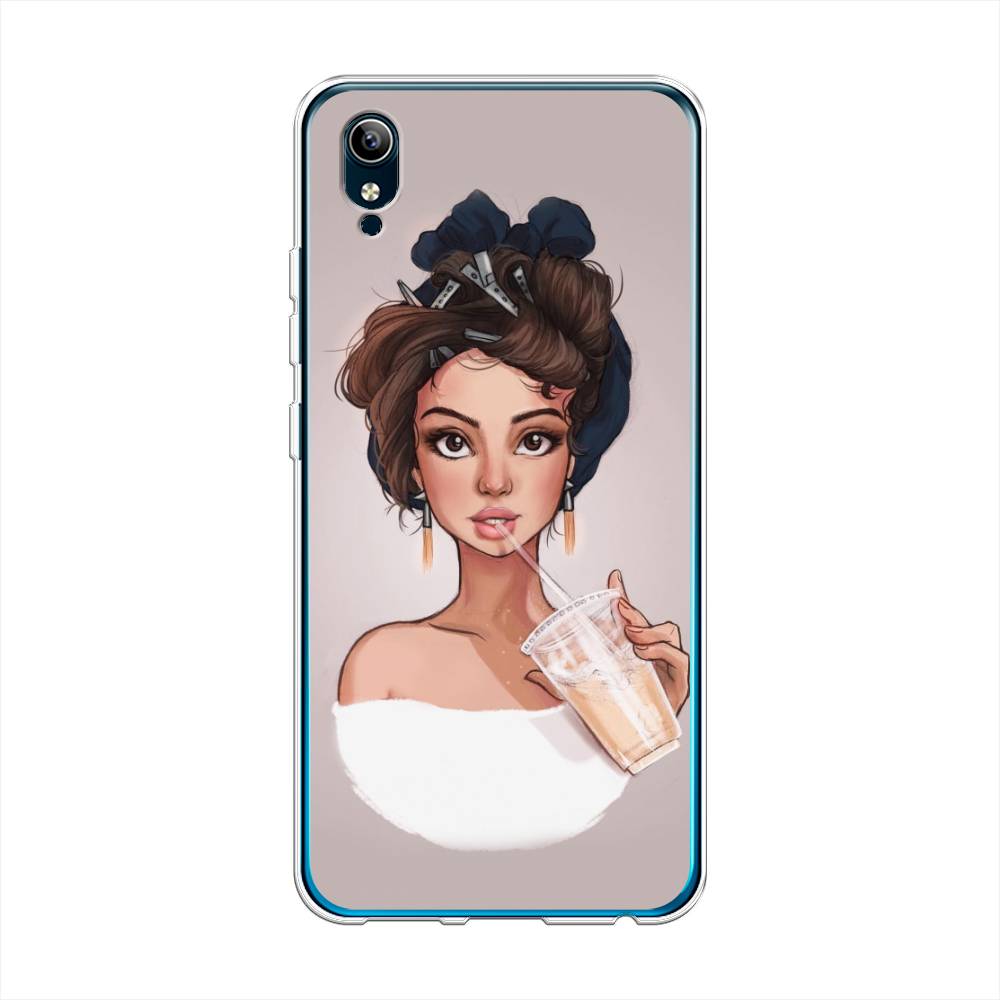 

Чехол для Vivo Y91c/Y1s "Девушка с фраппе", Серый, 262850-6