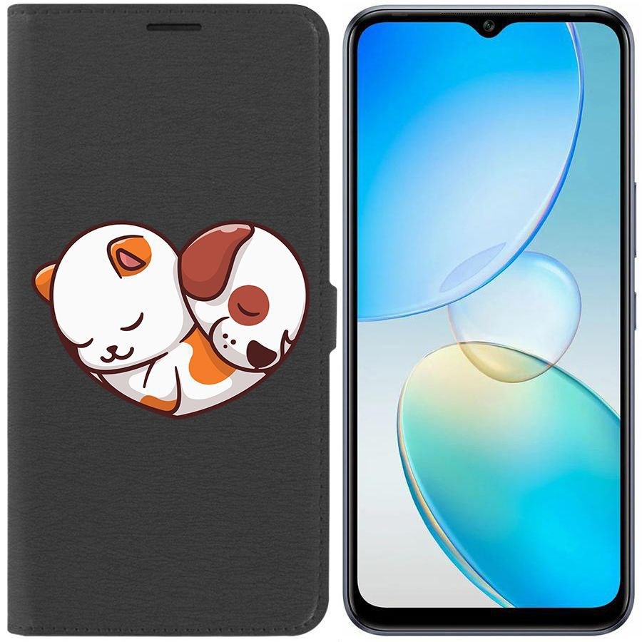 

Чехол-книжка Krutoff Eco Book для Infinix Hot 12 Pro Котёнок и Щенок (черный)