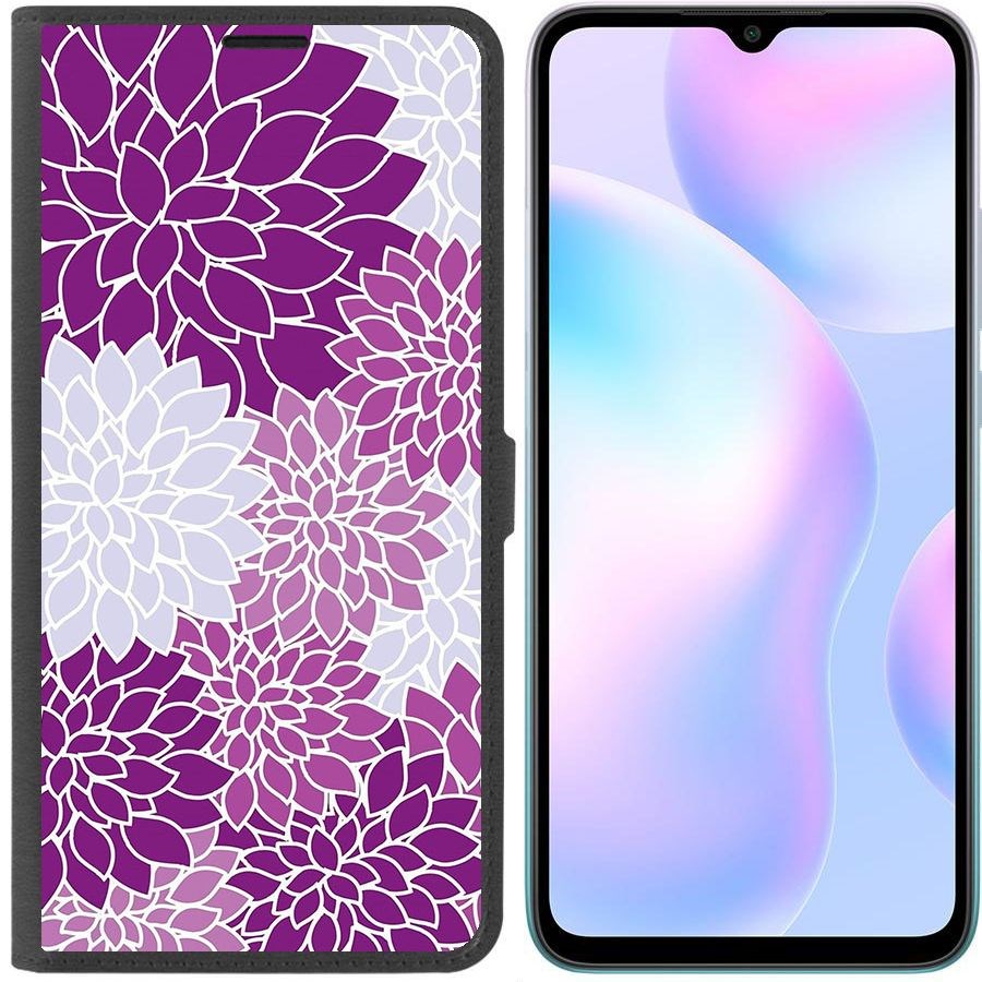 

Чехол-книжка Krutoff Eco Book для Xiaomi Redmi 9A Цветочный паттерн 2 (черный)
