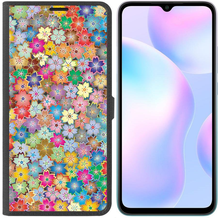 

Чехол-книжка Krutoff Eco Book для Xiaomi Redmi 9A Цветочный паттерн 4 (черный)