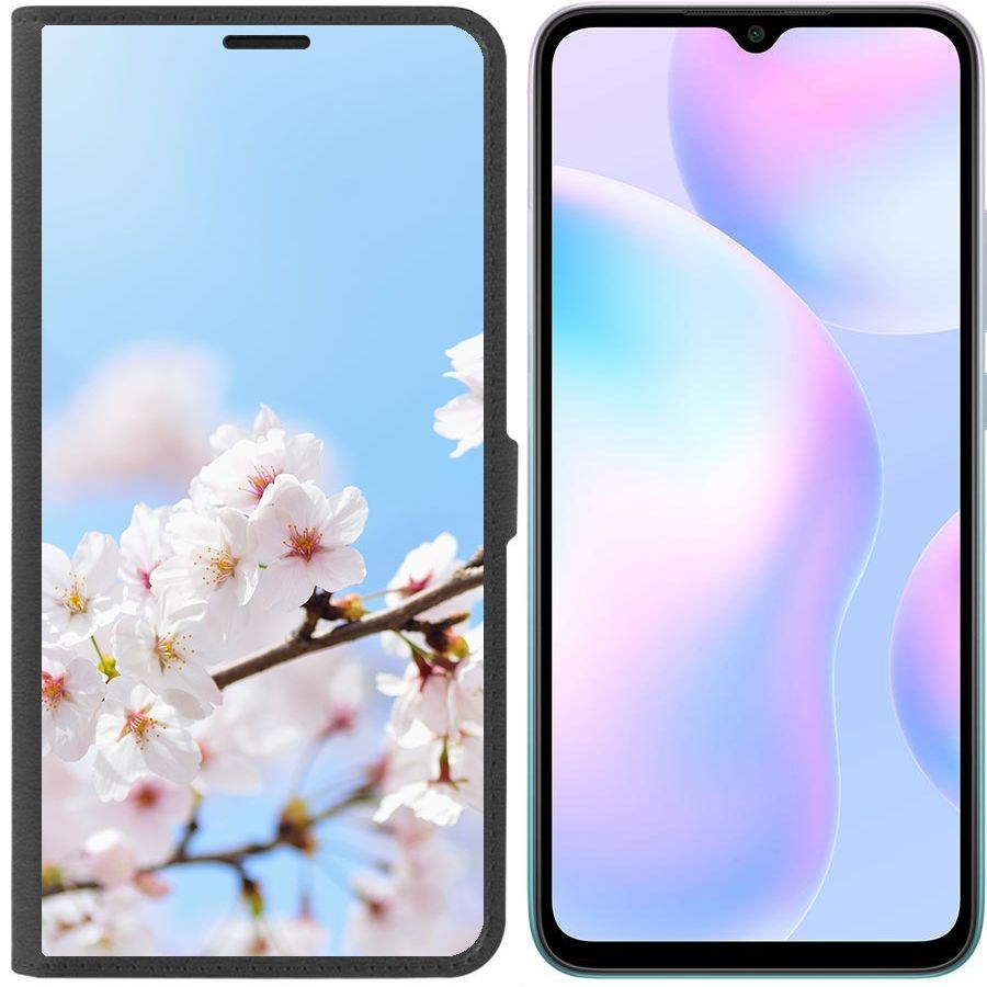 

Чехол-книжка Krutoff Eco Book для Xiaomi Redmi 9A Цветение (черный)