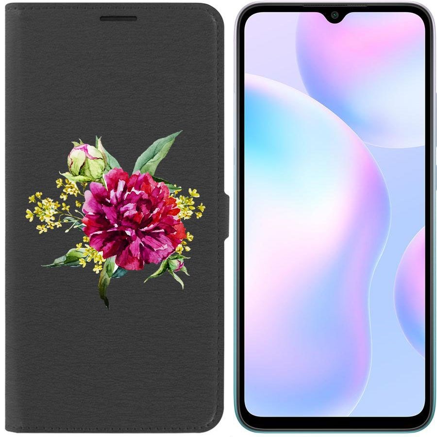 

Чехол-книжка Krutoff Eco Book для Xiaomi Redmi 9A Цветочная акварель (черный)