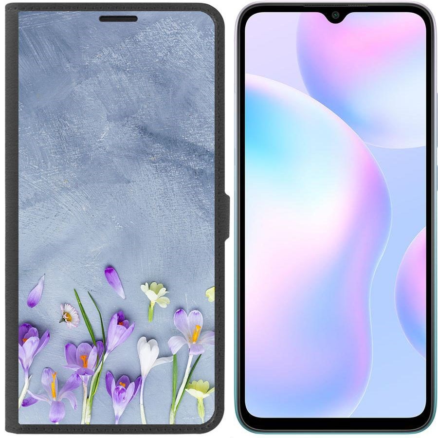 

Чехол-книжка Krutoff Eco Book для Xiaomi Redmi 9A Цветочное настроение (черный)