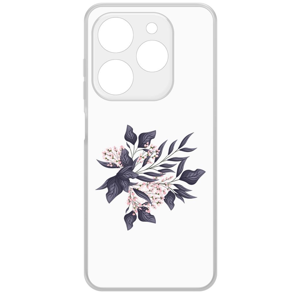 

Чехол-накладка Krutoff Clear Case Розовые бутоны для TECNO Spark 20С
