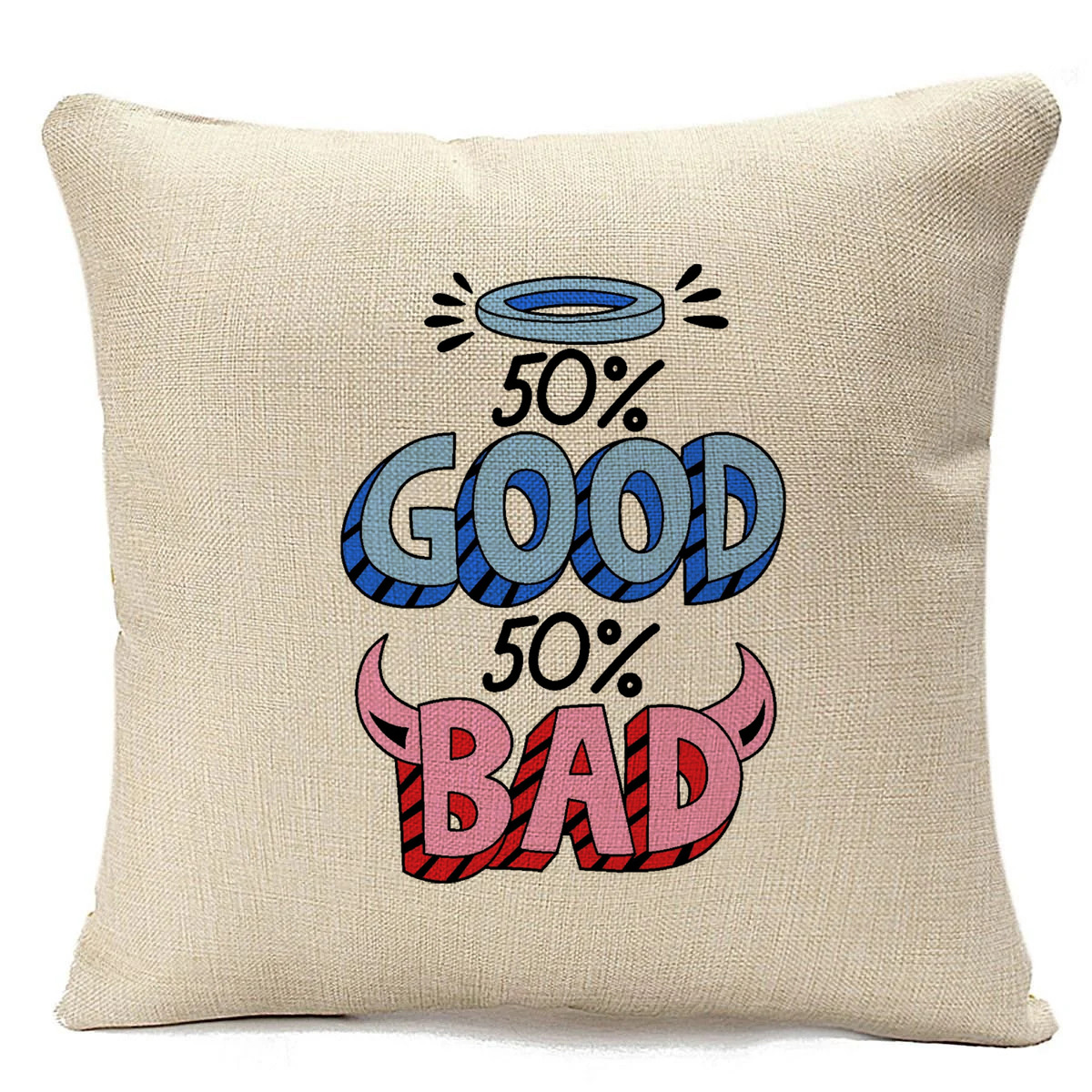 фото Подушка бежевая coolpodarok 50 good, 50 bad